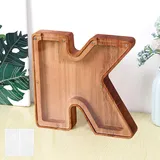 MEDOYOH Groß K Spardose Holz Buchstabe, 23CM/9IN Buchstaben Spardose Holz Alphabet Sparbox Münzen Sparschwein Hochzeit für Erwachsene Geburtstagsgeschenk