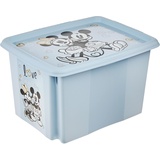 keeeper Micky Maus Aufbewahrungsbox mit Deckel, Dreh- und stapelbar, Für Kinder, 30 l, Karolina, Cloudy Blue
