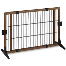 Relaxdays Ausziehbares Absperrgitter 71 cm hoch Dunkelbraun,Schwarz