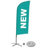 Showdown Displays Beachflag Alu Wind Komplett-Set Neu Türkis Englisch