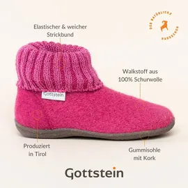 Gottstein Alpine Boot RU Kinder Hausschuh | Filz-Hausschuh Made in Tirol | Farbe rosa Größe - raspberry/brown -