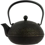 Iwachu Nanbu Tekki Teekanne Seigaiha Schwarz-Gold 900 ml - Gusseisen von Japan