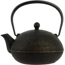 Iwachu Nanbu Tekki Teekanne Seigaiha Schwarz-Gold 900 ml - Gusseisen von Japan