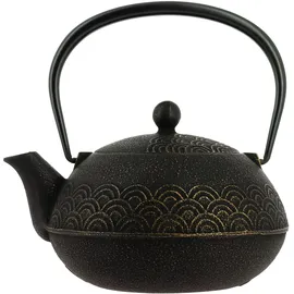 Iwachu Nanbu Tekki Teekanne Seigaiha Schwarz-Gold 900 ml - Gusseisen von Japan