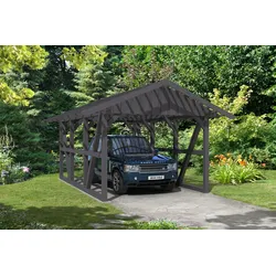 Skan Holz Schwarzwald Satteldach Einzelcarport 424 cm Holzcarport