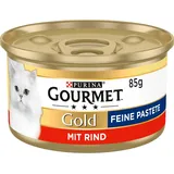 Katzenfutter Rind 12x85g Gourmet Gold Feine Pastete Nassfutter Packung