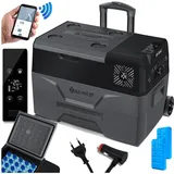 Kesser KESSER® Kompressor Kühlbox elektrisch Gefrierbox, Mit APP-Steuerung USB-Anschluss 12/24 V 230V, +Teleskopstange, Kühlakkus Räder Kühlschrank Kühlung bis -20 °C für Auto, Lkw, Boot, Reisemobil, Camping