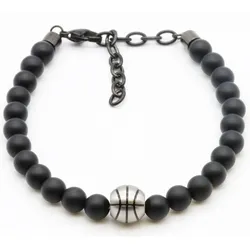 Armband FIRETTI "Schmuck Geschenk Armschmuck Armkette Edelstein Farbstein Onyx", schwarz (edelstahlfarben, schwarz, schwarz), Armbänder, Edelstahl, Made in Germany - mit Onyx