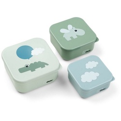 Done by Deer Lunchbox Brotbox Set Happy clouds Green Brotdose Vesperdose Kinder rot