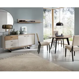 Lomadox Esstisch, rund, 120cm, Eiche mit schwarz, Ramvik-129