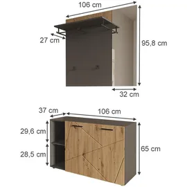 Vicco Irma Garderobe 106 x 63 x 37 cm Anthrazit/Artisan