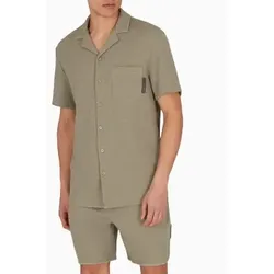 Emporio Armani für Herren. EM000633_AF10792 Pullover für den Haushalt aus grünem geprägtem Strickjersey (S), Heimtextilien, Baumwolle, Kurza