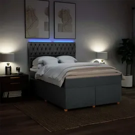 vidaXL Boxspringbett 140 x 200 cm Dunkelgrau