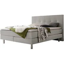 Hasena Fleur Boxspringbett 140-180 cm Hellgrau, Liegefläche:160 x 200 cm, Topper:Base-Topper - Hellgrau