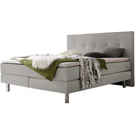 Hasena Fleur Boxspringbett 140-180 cm Hellgrau, Liegefläche:160 x 200 cm, Topper:Base-Topper - Hellgrau