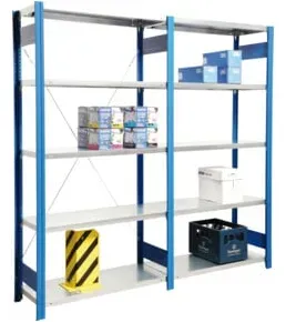 Regalwerk BERT-Lagerregal Plus Anbaufeld LR 7035  HxBxT 3000x1285x300 mm Stecksystem