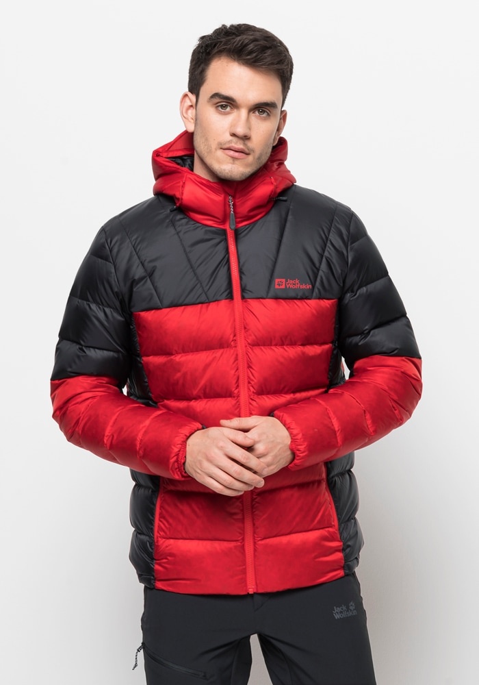 Jack Wolfskin Daunenjacke »NEBELHORN DOWN HOODY M«, mit Kapuze Jack Wolfskin adrenaline-red L (52)