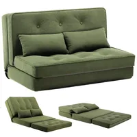 COMHOMA Sofa Schlafsofa mit Schlaffunktion, überzug Futon Klappsofa, Bettcouch, ecksofa, Couch Gästebett, 3-Sitzer Sofa, mit verstellbare Rückenlehne aus Stoff Grün