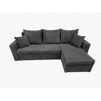 Ecksofa Gustaw mit Schlaffunktion, Bettkasten und Kissen, Cordstoff Zoom 22 Graphit