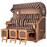 Bene living Strandkorb Komplettset Ammersee Grande XXL Teak Bullauge