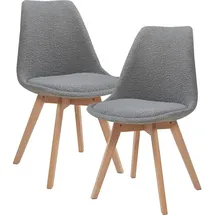 [en.casa] Esszimmerstuhl Fläten Bouclé Grau 2er Set