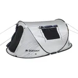 Deryan Luxe Dome - Reisezelt - Pop-Up - Aufbau in 2 Sekunden - Anti UV - geeignet für 2 Personen - Silber/Schwarz, Dome 2P-2R