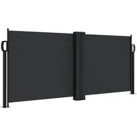 vidaXL Seitenmarkise 100 x 1000 cm Schwarz Polyester
