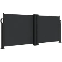 vidaXL Seitenmarkise 100 x 1000 cm Schwarz Polyester