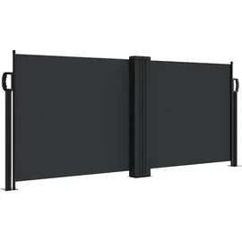 vidaXL Seitenmarkise 100 x 1000 cm Schwarz Polyester