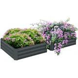 Outsunny Hochbeet, Dunkelgrau, Metall, 100x30x100 cm, Gartenzubehör, Hochbeete