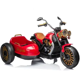 Chipolino Kinder Elektromotorrad DUO TRON, Beiwagen, Musikfunktion, für 2 Kinder rot