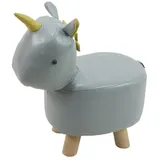 Hti-Living Hocker Enrik Einhorn Kunstleder 22 x 47 x 45 cm Grau