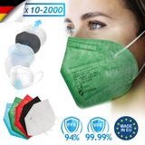 Virshields® FFP2 Mundschutz Maske - PFE 94%, EN 149:2001+A1:2009, 5 Lagen, 10-2000 Stück, Filtrierend,  EU, Farbwahl - Halbmaske, Atemschutzmaske... - Grün