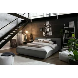KAWOLA Bett CARLO Polsterbett Stoff anthrazit 140x200cm