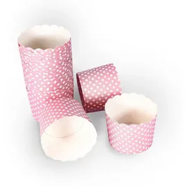 Frau WUNDERVoll® 25 Muffin Backformen, rosa mit weißen Punkten, Durchmesser 6,1 cm/Muffinbackform, Muffinform, Cupcakeformen, Backförmchen, Cupcake Formen, Muffin Förmchen Papier
