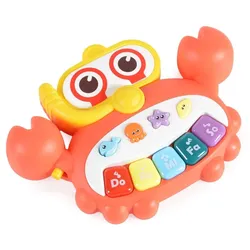 Moni Musikspielzeug Krabbe HE0535 Melodien, Tasten, Licht, Babyklavier, Tiere rot