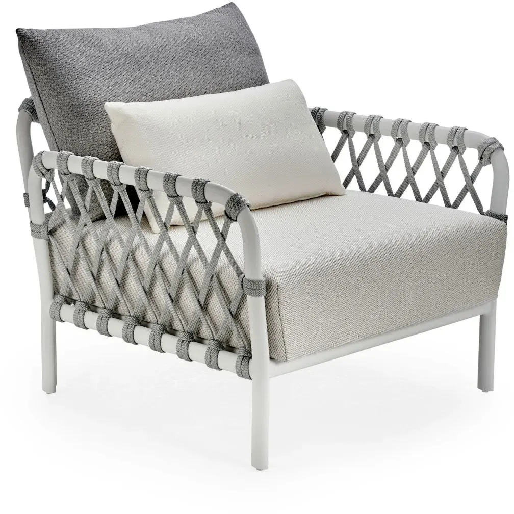 Loungesystem Caro Loungesessel - 301 - weiß wetterfest 737 - light-grey