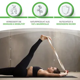 BACKLAxx Backlaxx® Yogagurt aus 100% Baumwolle – Asana Belt mit Metall-Schiebeschnalle Yoga Gurt 1 St