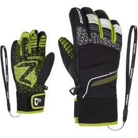 Ziener Kinder LONZALO Ski-Handschuhe/Wintersport | wasserdicht, Primaloft, Black.Lime, 7,5