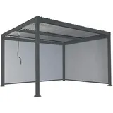 Mendler Alu Pergola HWC-L41 mit 2x Seitenwand, Lamellen-Pavillon, stabiles 8cm-Metall-Gestell 3x3,7m ~ anthrazit
