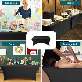 luxuskollektion Granbest 2er Pack Schwarze 6FT Fitted Spandex Tischdecke für