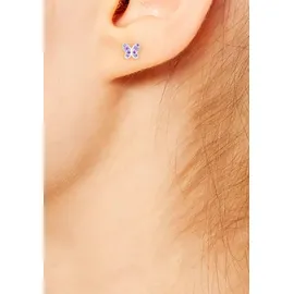 s.Oliver JUNIOR Schmetterling, bunt (silberfarben, lila, lila), Ohrringe, Jungen, Silber 925 (Sterlingsilber), mit Zirkonia synth.,