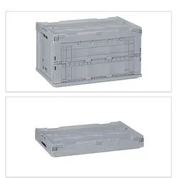 Relaxdays Profi Transportbox, stabil, Gewerbe, hochwertiger Kunststoff, Qualität, 60 L, HxBxT 32,5x58,5x39,5cm, grau