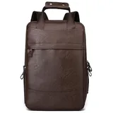 SONARIN Wasserdichter PU Rucksack Herren,Große Kapazität 15,6 Zoll Laptop Rucksack Business Arbeit Rucksäcke Reise-Rucksäcke Casual Tagesrucksack für Schule(Braun)