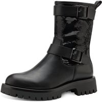 TAMARIS Damen Biker Boots, Frauen Stiefeletten,TOUCHit-Fußbett,uebergangsschuhe,uebergangsstiefel,flach,Boots,Stiefel,Bootee,Black,37 EU