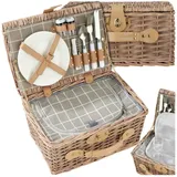 Tectake Picknickkorb Langeoog für 2 Personen mit Kühlfach 29 x 41 x 21 cm braun