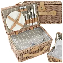 Tectake Picknickkorb Langeoog für 2 Personen mit Kühlfach 29 x 41 x 21 cm braun