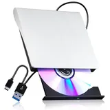 Externer DVD-Brenner - USB 3.0 Type‐C Laufwerk - Tragbar - Hohe Geschwindigkeit - Leiser Betrieb - DC-Strom - Adapter inklusive - Für Laptop und PC