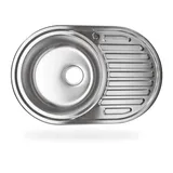 NINDO Edelstahl Rundspüle `Calypso Ml" mit rechtsseitiger Abtropffläche