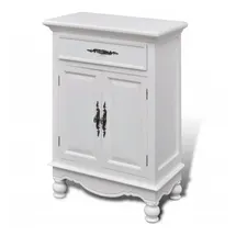 vidaXL Holzschränkchen mit 2 Türen 1 Schublade Weiß